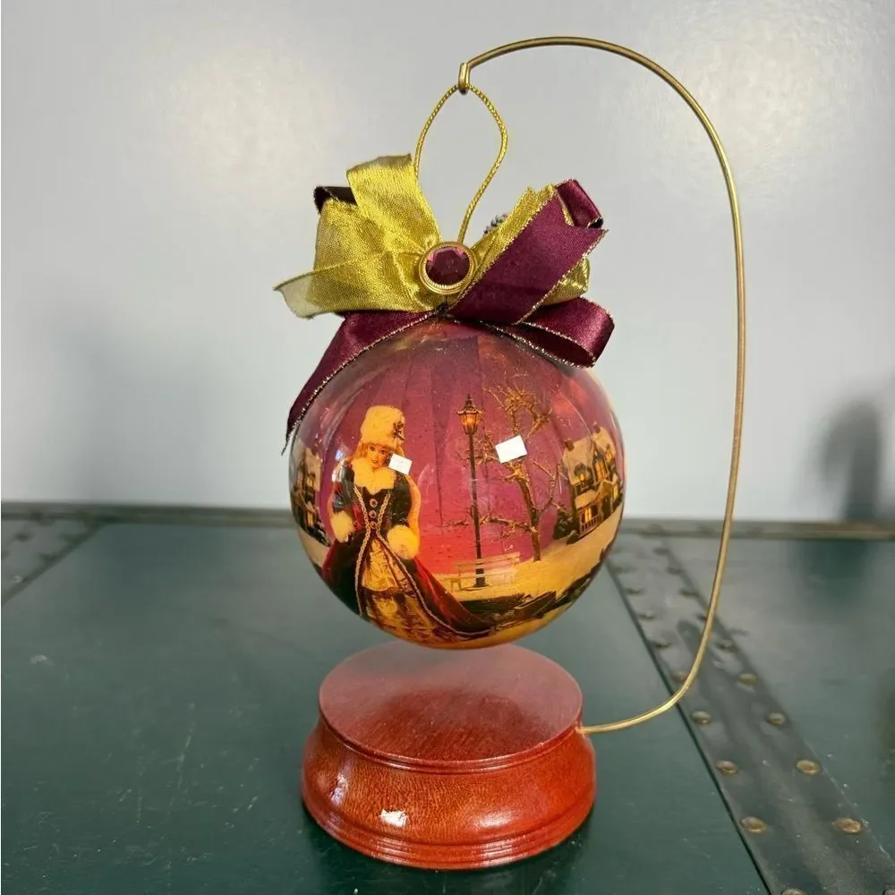 Mattel 1996 Matrix Barbie Winter Wonderland Holiday Ornament With Wooden Stand